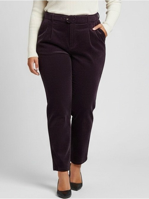 Lauren Ralph Lauren Vintage Corduroy Straight-Leg Pants Deep Plum Sz 14w